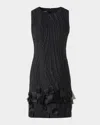 Akris Waves And Ribbons Jacquard Sleeveless Mini Dress In Black