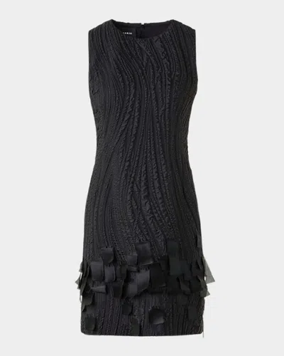 AKRIS WAVES AND RIBBONS JACQUARD SLEEVELESS MINI DRESS