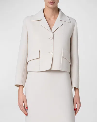 Akris Wes Short Boxy Wool Jacket In Greige