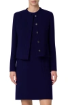Akris West Double Face Wool Crepe Short Jacket In Dark Purple