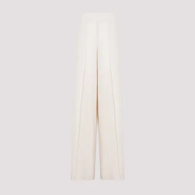 AKRIS WHITE GREIGE SILK FELLIA CHIFFON PANTS
