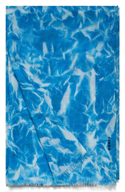 Akris Whitecaps Cashmere Fringe Scarf In Blue