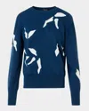 Akris Whitecaps Intarsia Cashmere & Cotton Sweater In Blue