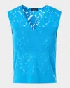 Akris Whitecaps Knit V-neck Vest In Blue