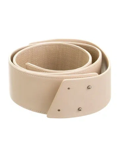 Pre-owned Akris Wide Leather Waist Belt In Neutrals