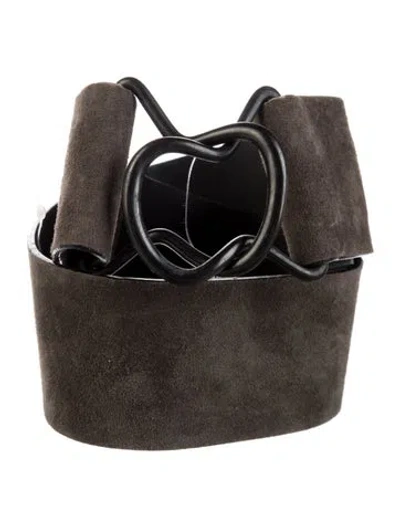 Pre-owned Akris Wide Suede Waist Belt In Green