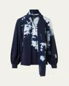 Akris Wildflower-print Silk Crepe Scarf Blouse In Multi