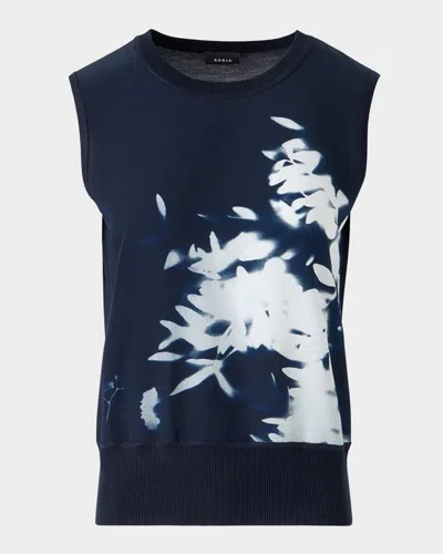 AKRIS WILDFLOWER-PRINT SILK KNIT TANK TOP