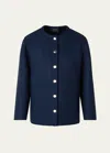 Akris Wilke Double-face Wool Short Jacket In Navy Denim