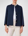 Akris Wilke Double-face Wool Short Jacket In Navy Denim