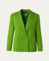 Akris William Boyfriend Double-breasted Silk Blazer In Grass Green