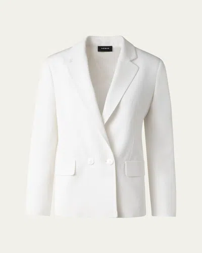 Akris William Double-breasted Boyfriend Shantung Silk-blend Jacket In Pure White