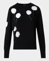 Akris Windflower Cashmere-cotton Crewneck Sweater In Black-ecru