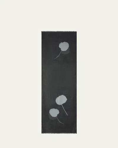 Akris Windflower Print Cashmere-silk Scarf In Black