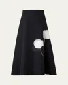 Akris Windflower-print Cotton Silk A-line Midi Skirt In Black-ecru