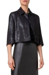 Akris Winslow Silk Chiffon Sequin Short Jacket In Black