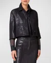 Akris Winslow Silk Chiffon Sequin Short Jacket In Black