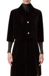 Akris Winslow Velvet Spacer Knit Crop Jacket In Mocca