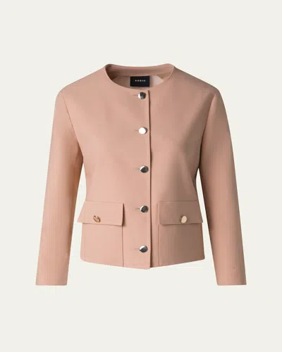 Akris Winter Cotton Crepe Double-face Jacket In Cuoio