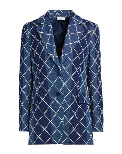 Akris Woman Blazer Blue Size 12 Cotton