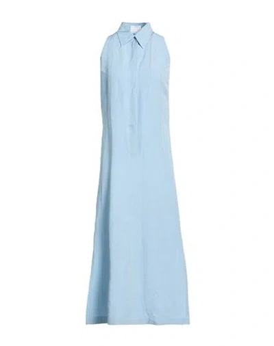 Akris Woman Maxi Dress Light Blue Size 4 Viscose, Linen