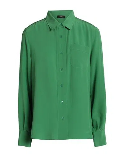 Akris Woman Shirt Green Size 14 Mulberry Silk