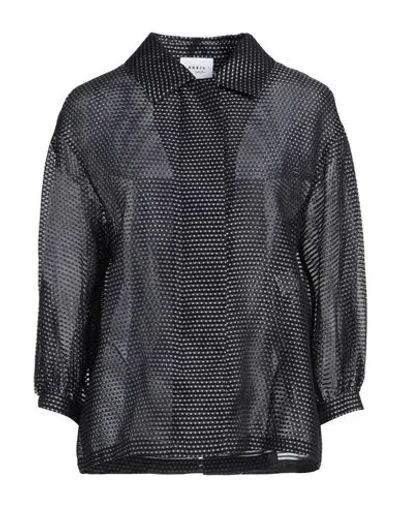 Akris Woman Shirt Midnight Blue Size 8 Mulberry Silk, Polyester, Cotton