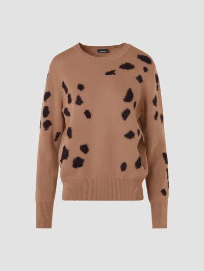 Akris Women's Appaloosa Intarsia Cashmere-silk Sweater In Brown Black