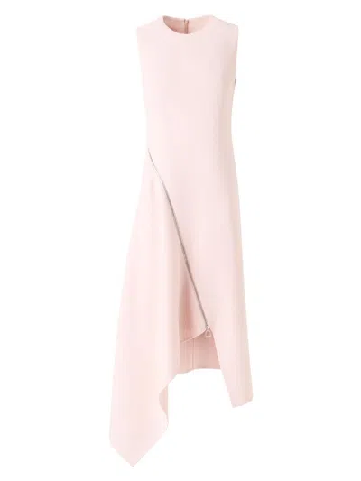 Akris Women's Asymmetric Zip-detailed Wool Midi-dress In Pink