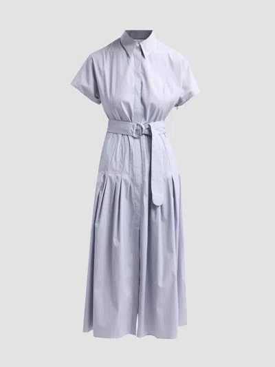 Akris Women's Belted Cotton Midi Dress In White