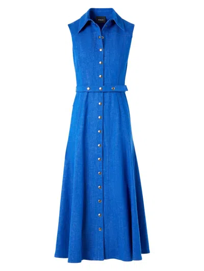Akris Women's Belted Cotton-blend Denim Midi-shirtdress In Blue