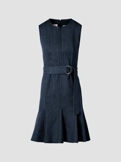 Akris Women's Belted Denim Mini Dress In Blue