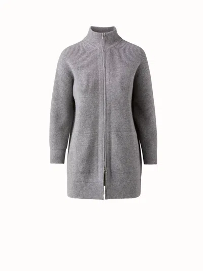 Akris Women's Cashmere Ribbed Cardigan In Smoke In Blue