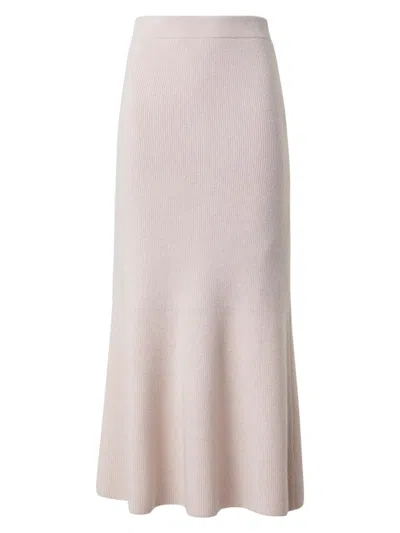 Akris Women's Cashmere Ribbed Midi-skirt In White