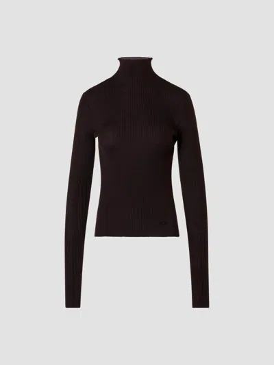Akris Women's Cashmere-silk Rib-knit Turtleneck Sweater In Coffee