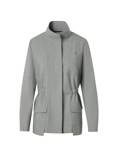 Akris Chianti Wool Knit Safari Jacket In Gray