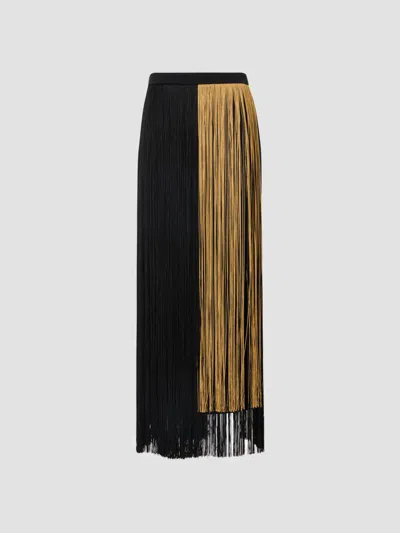 Akris Women's Colorblocked Fringe Midi Pencil Skirt In Black