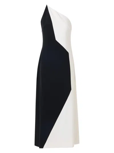 Akris Women's Colorblocked One-shoulder Midi-dress In Black