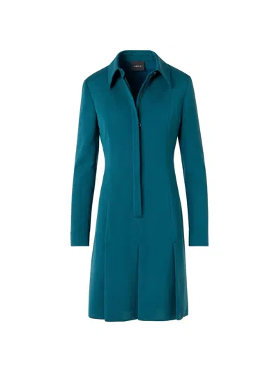 Akris Women's Cotton-silk Seersucker Shirtdress In Blue