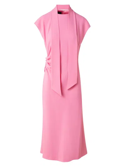 Akris Women's Crepe Ruched Waist Midi-dress In Pink