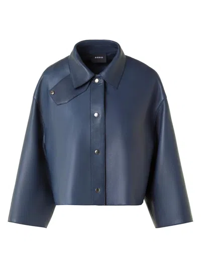 Akris Women's Dalia Leather Shacket In Blue