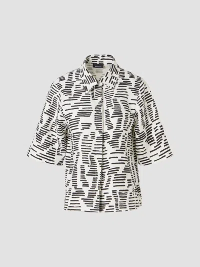 Akris Dance Movements Print Linen Button-up Shirt In Gray