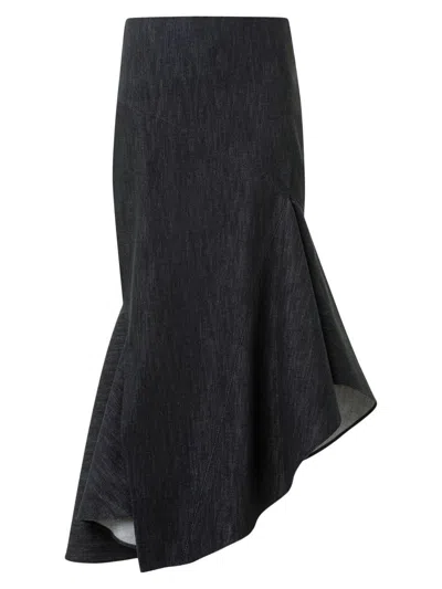 Akris Women's Denim Asymmetric Midi-skirt In Black