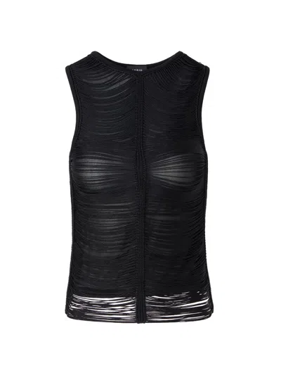 Akris Women's Draped Fringed Silk Top In Black