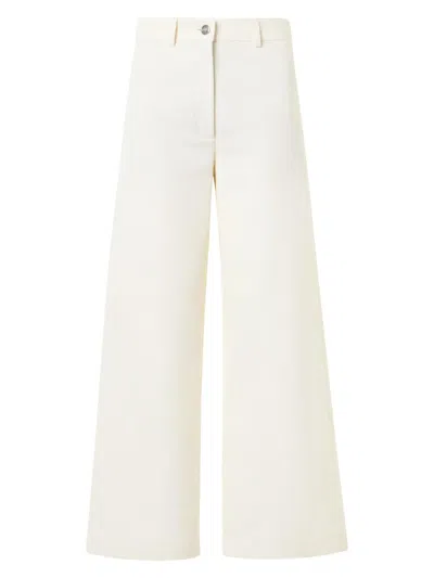 Akris Women's Finn Cotton-linen Gabardine Wide-leg Pants In White