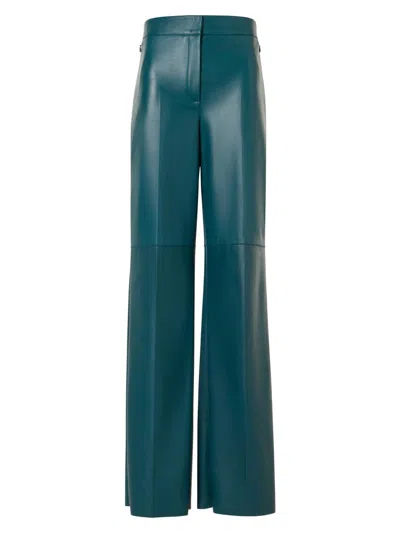 Akris Women's Fior Leather Straight Pants In Green