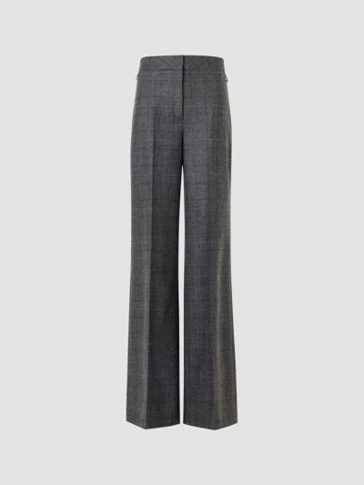 Akris Women's Fior Plaid Stretch-wool Straight-leg Pants In Charcoal