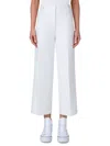 Akris Wide-leg Crop Cotton Twill Pants In Ecru