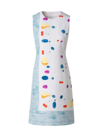 Akris Fruit-print Sleeveless A-line Mini Dress In Neutral