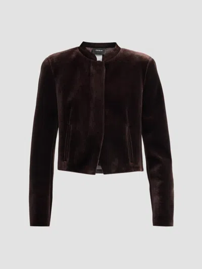 Akris Women's Kadet Velvet Crop Jacket In Coffee